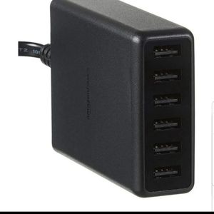 60W 6-Port Multi USB Wall Charger, Black